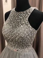 Gorgeous c A-line Scoop Beaded Long Evening Prom Dress Evening Gowns