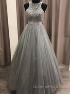 Gorgeous c A-line Scoop Beaded Long Evening Prom Dress Evening Gowns