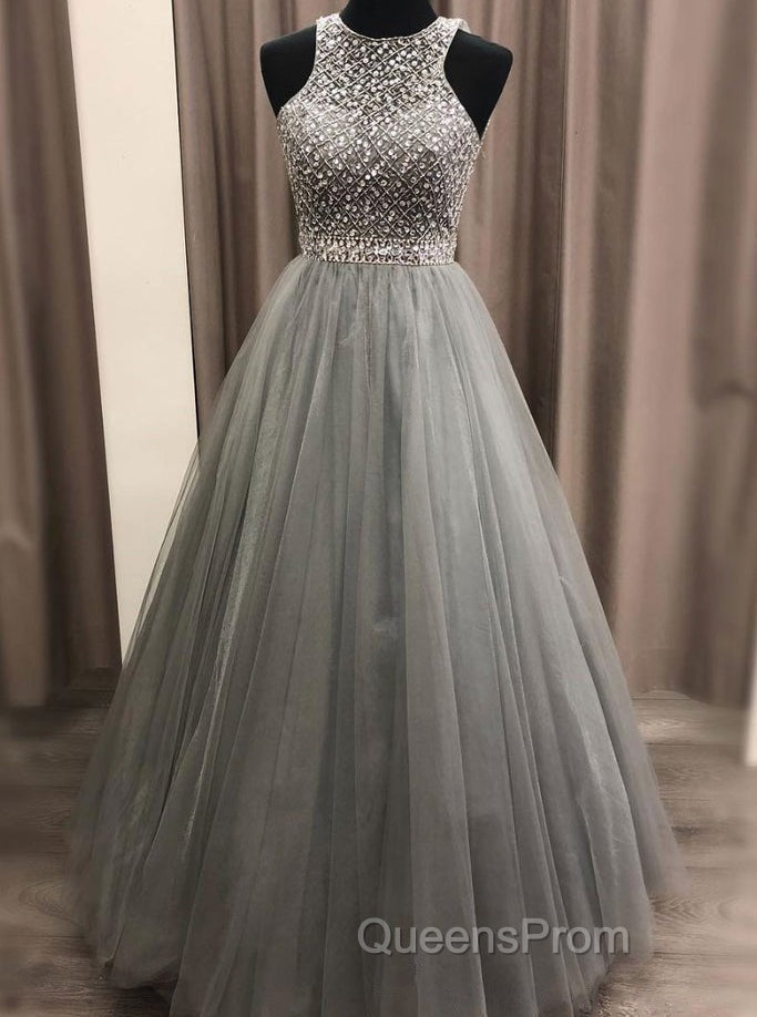 Gorgeous c A-line Scoop Beaded Long Evening Prom Dress Evening Gowns