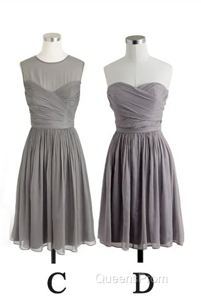 Simple A Line Grey Short Chiffon Bridesmaid Dress Secondary image