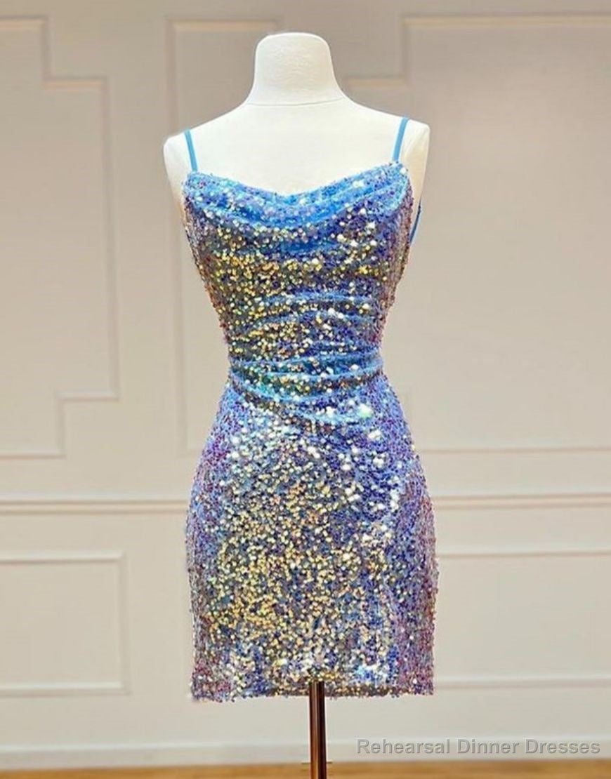 Sparkly Spaghetti Straps Sequin Homecoming Dress Main image