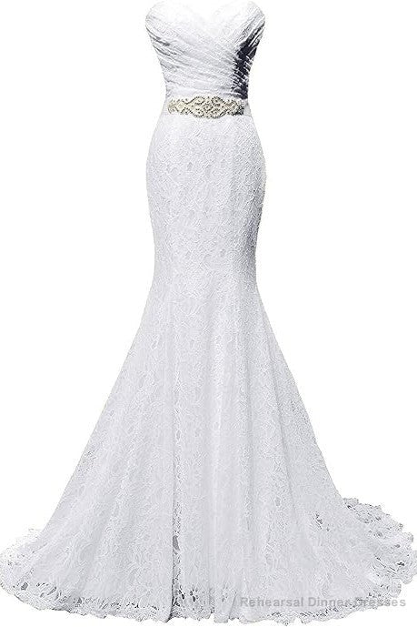 Elegant Mermaid Sweetheart Lace up Back Wedding Dresses Main image