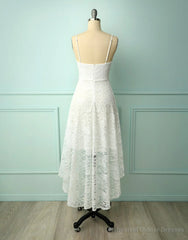 Straps V-Nevk High low Lace Party Dress