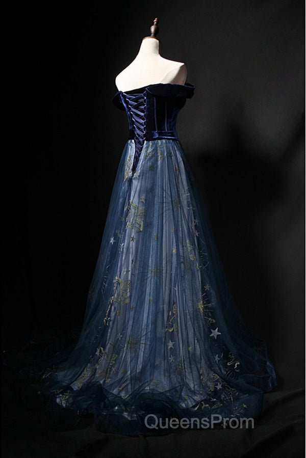 Elegant Off the Shoulder Velvet Floor Length Long Evening Dress Evening Prom Dress Secondary image