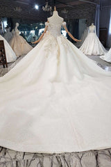 New Arrival Long Off The Shoulder Ball Gown Lace Wedding Dress