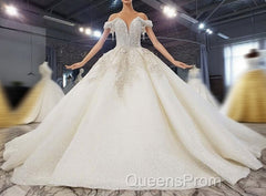 New Arrival Long Off The Shoulder Ball Gown Lace Wedding Dress