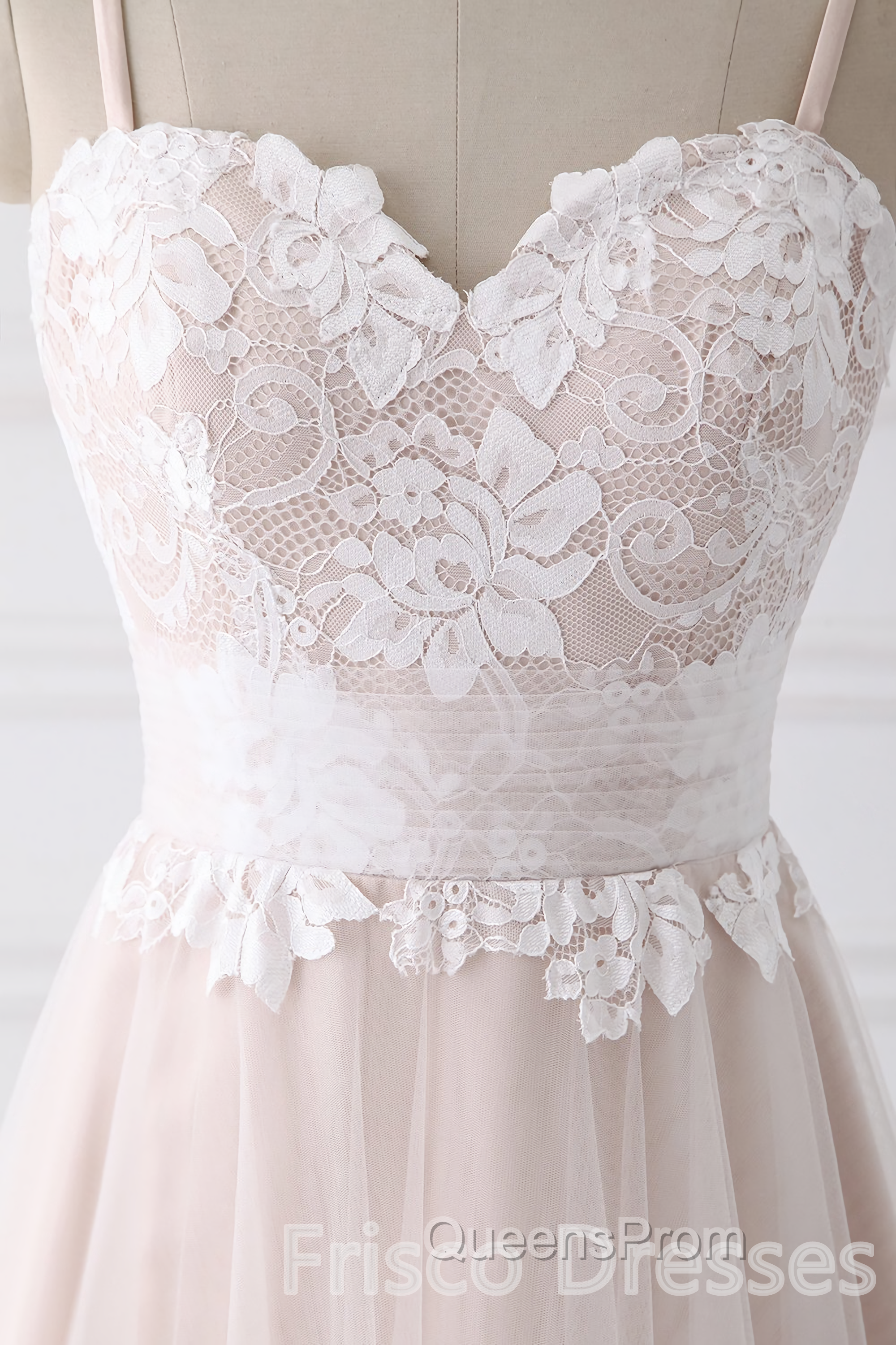 Girly Spaghetti Straps Long A-line Floor Length Wedding Dress