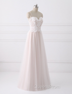 Girly Spaghetti Straps Long A-line Floor Length Wedding Dress