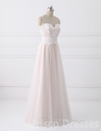 Girly Spaghetti Straps Long A-line Floor Length Wedding Dress