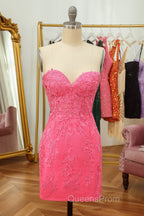 Purple Lace Tight Short Hoco Dress