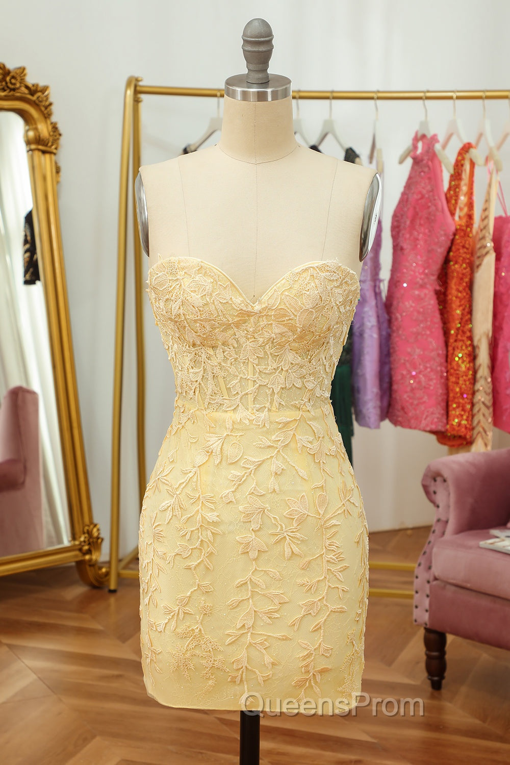Purple Lace Tight Short Hoco Dress
