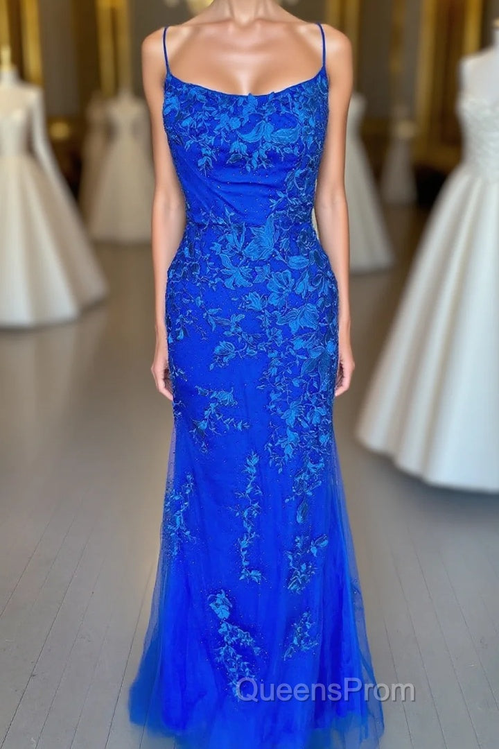 Royal Blue Mermaid Evening Prom Dress with Appliques Main image