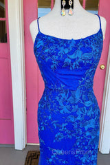Royal Blue Mermaid Evening Prom Dress with Appliques