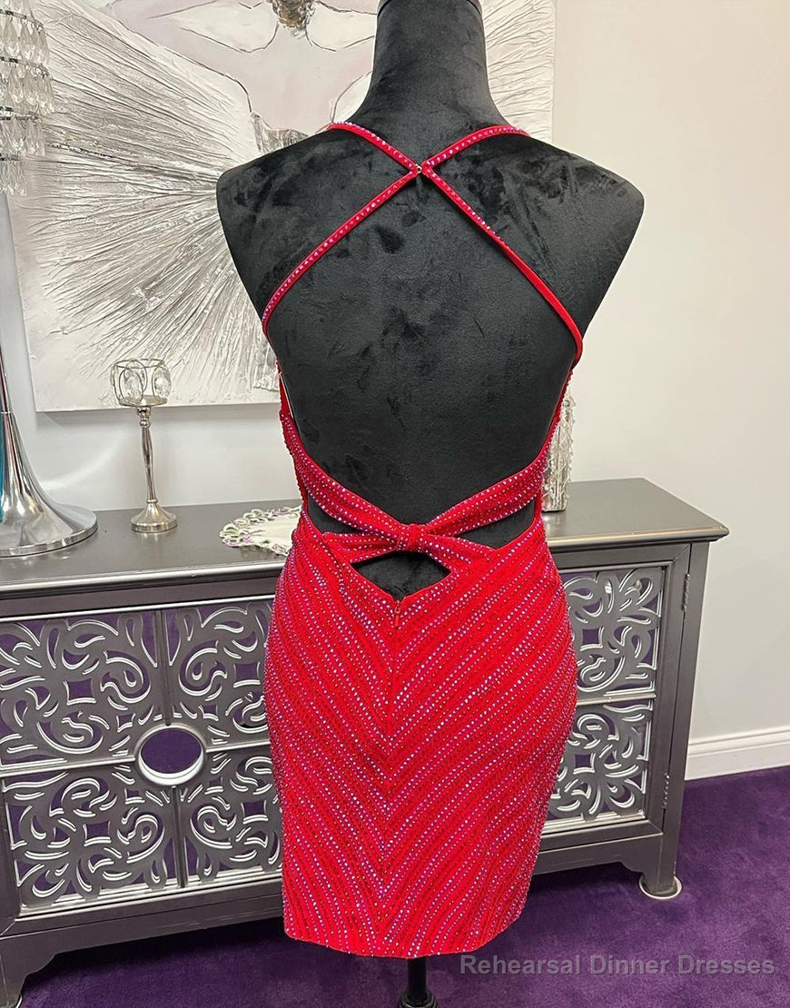 Elegant V-Neck Cross Back Glitter Homecoming Dress Secondary image
