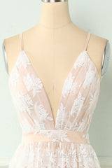 Spaghetti Straps White Evening Prom Dress