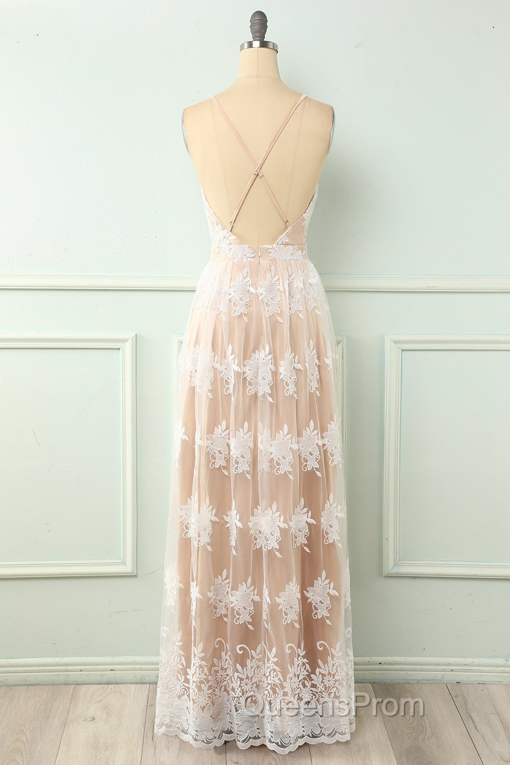 Spaghetti Straps White Evening Prom Dress Secondary image