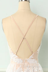 Spaghetti Straps White Evening Prom Dress