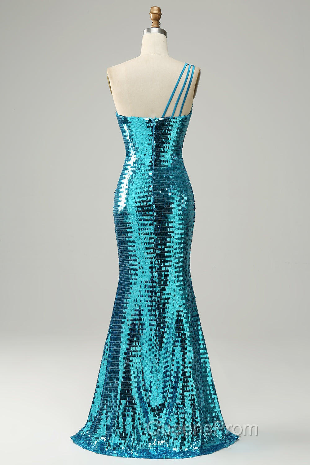 Sparkly Blue Sequins One Shoulder Long Evening Prom Dress with Slit Secondary image