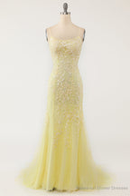 Coral Backless Long Prom Dress with Appliques