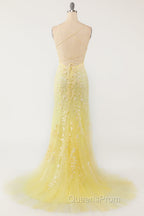Mermaid Blue Long Evening Prom Dress Backless Evening Dress