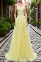 Purple Tulle Evening Prom Dress with Appliques