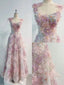 A Line 3D Floral Lace Skirt Tulle Bodice Floor-Length Classy Prom Dress