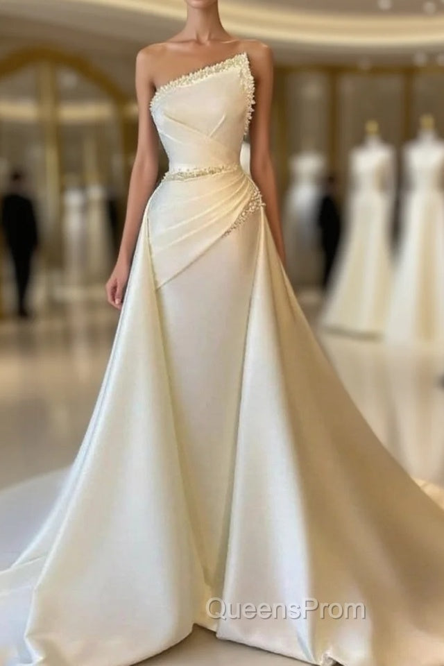 A-line Asymmetrical Beaded Floor-length Open Back Sleeveless Evening Prom Dress Main image
