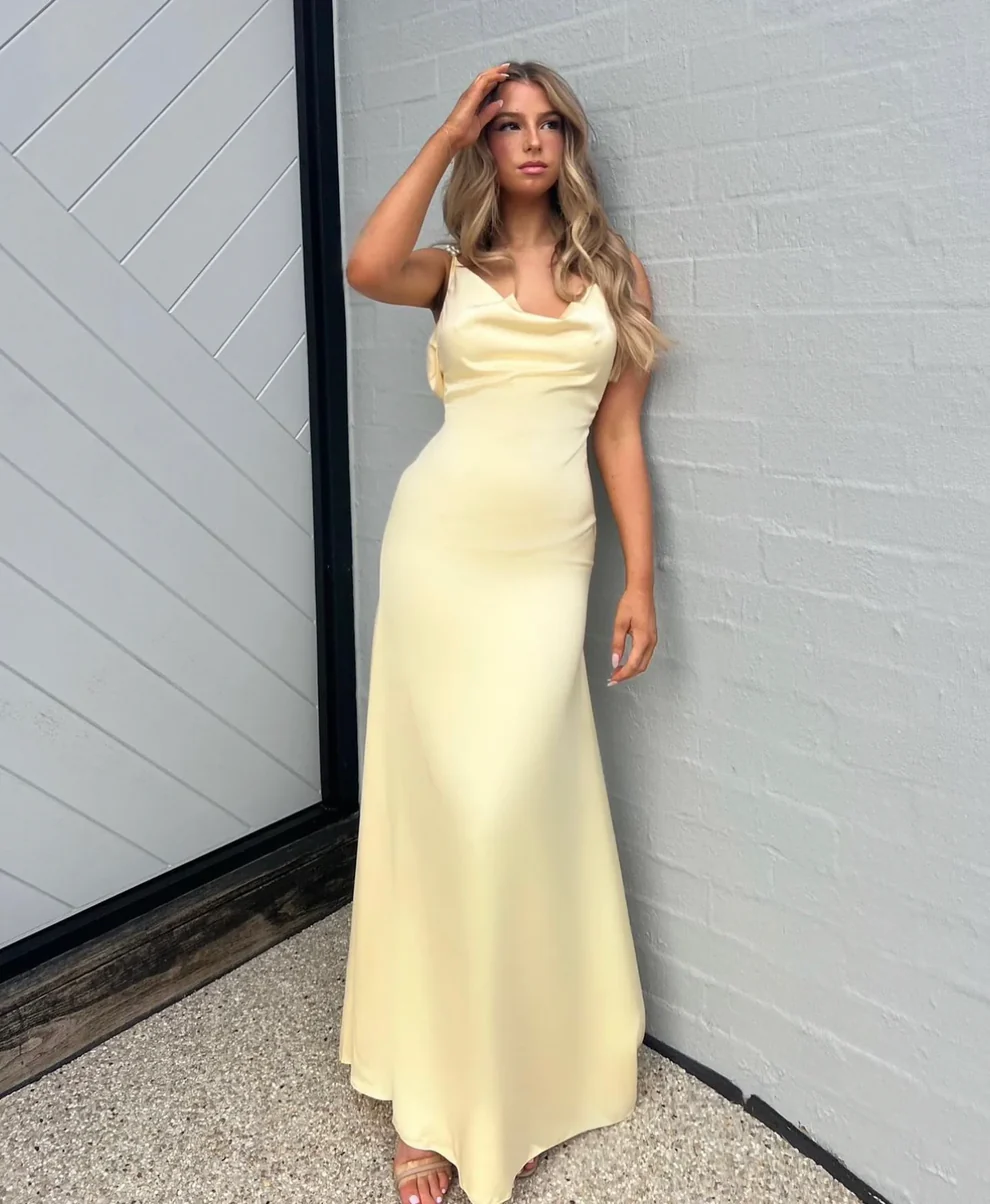 A Line Backless Classy Evening Party Dress Silk Satin Long Classy Prom Dress