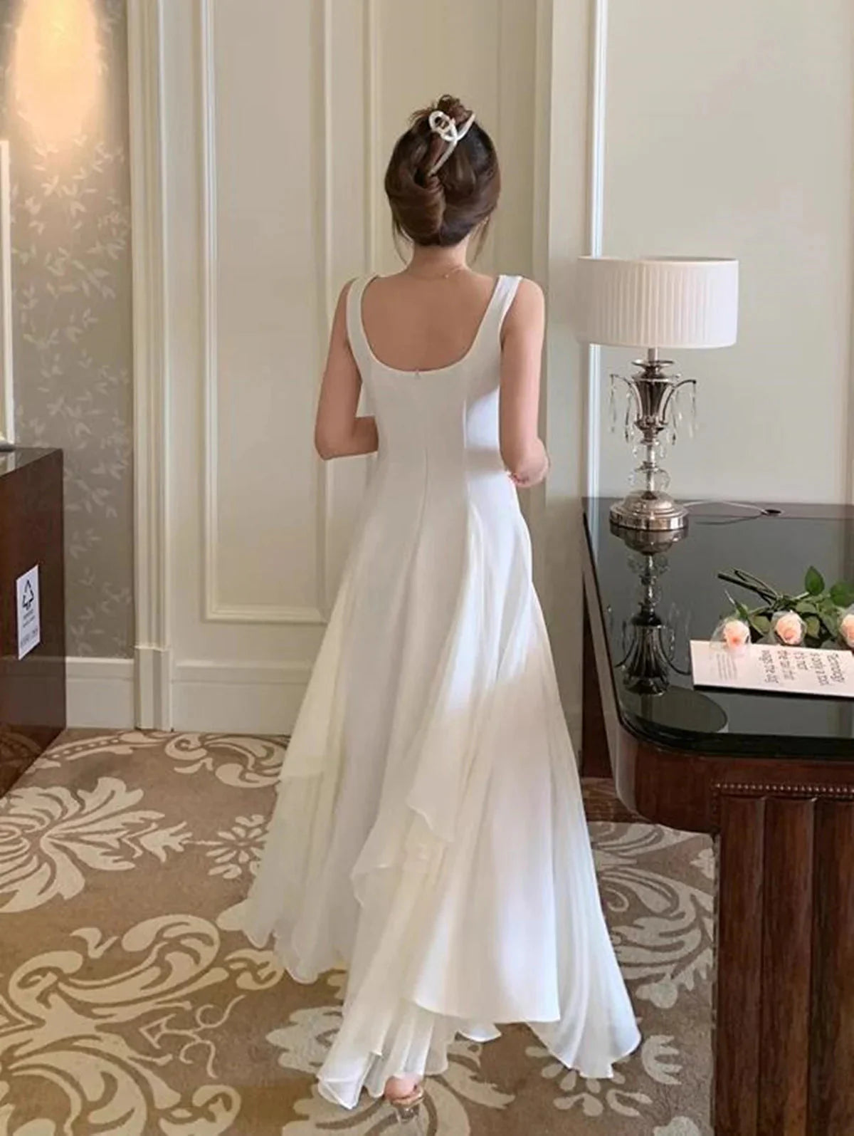 White Elegant Irregular Hem Long Classy Prom Dress