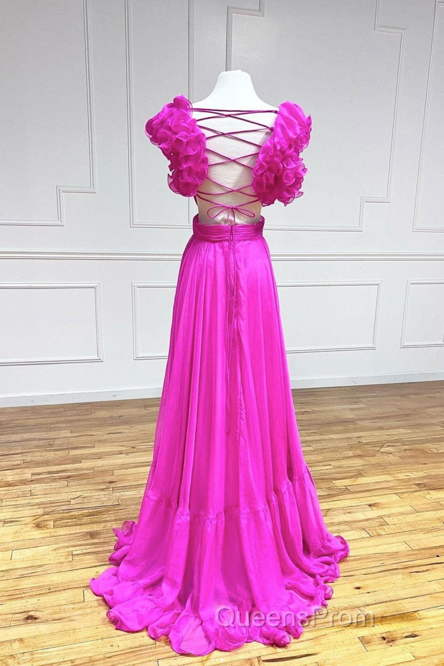 A-Line Backless Long Evening Prom Dress, Red Long Evening Dress Secondary image