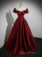 A-Line Ballgown Satin Long Party Dress Off Shoulder Sweetheart Floor Length Evening Prom Dress
