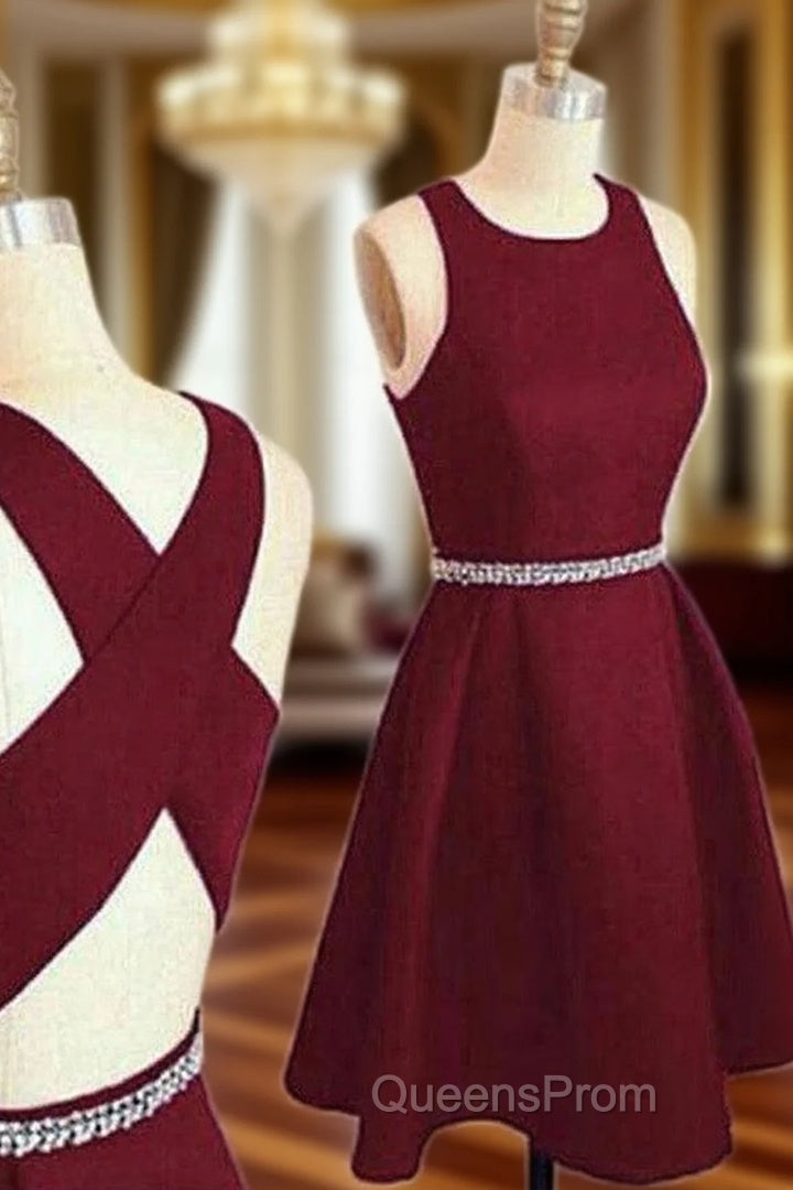 A-line Bateau Sleeveless Short/Mini Homecoming Dress With Beading Bandage Main image