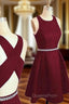 A-line Bateau Sleeveless Short/Mini Homecoming Dress With Beading Bandage