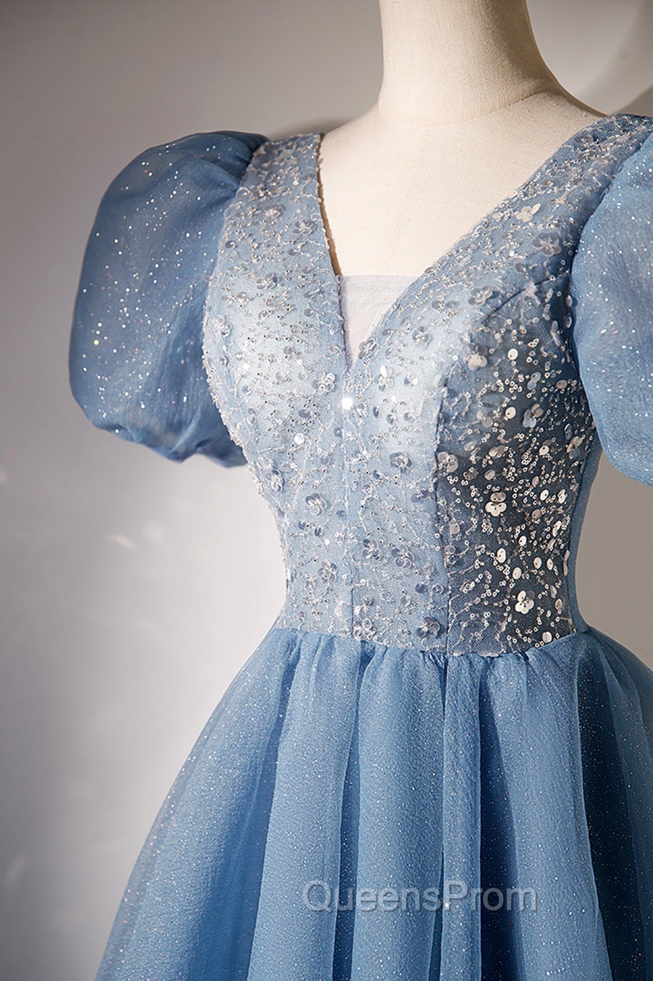 A-Line Beaded Short Evening Prom Dress, Cute Short Sleeve Homecoming Party Dress Secondary image