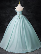 A-Line Beads Blue Long Evening Prom Dress, Blue Long Evening Dress
