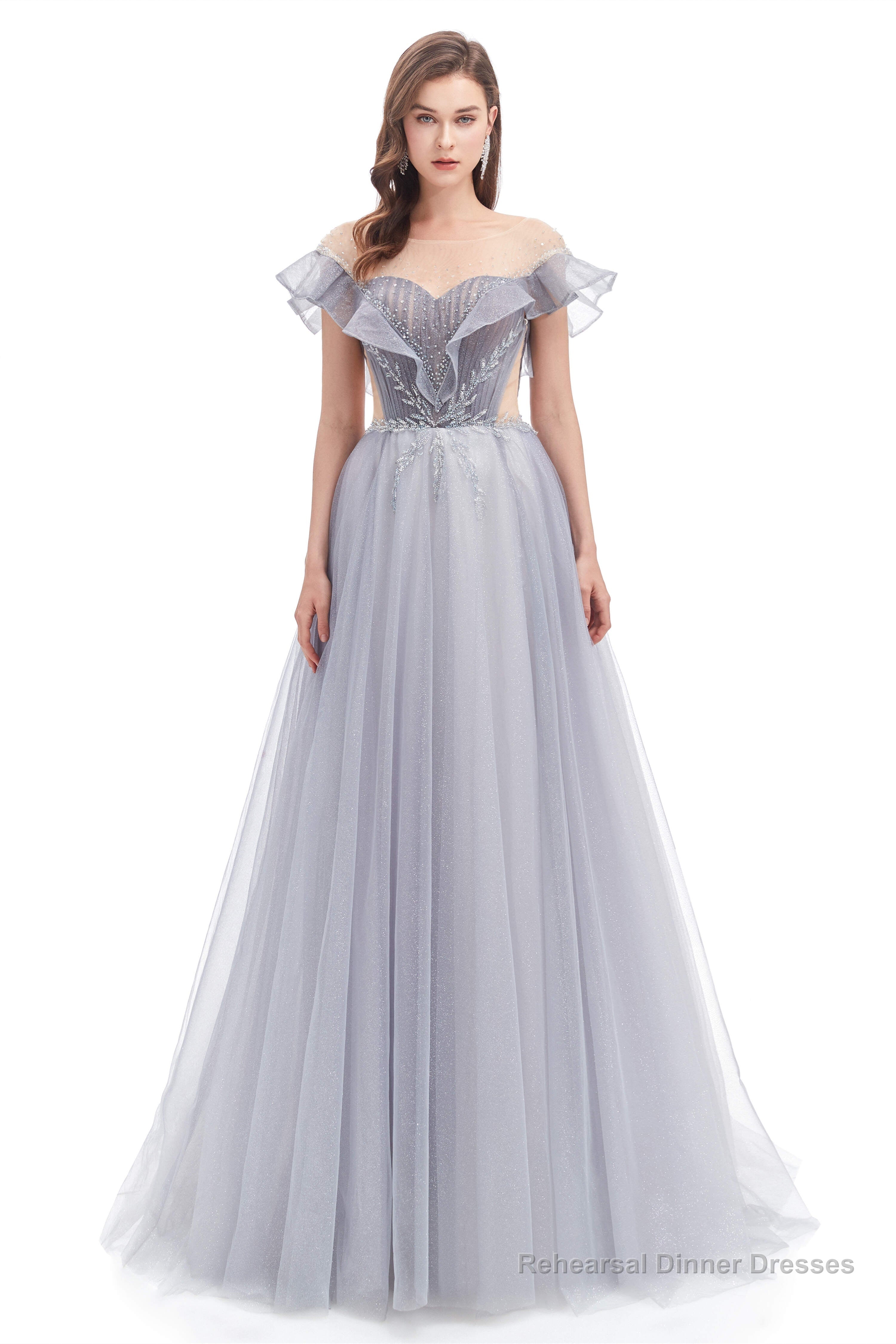 A Line Beads Mermaid Prom Dresses Slit Beading