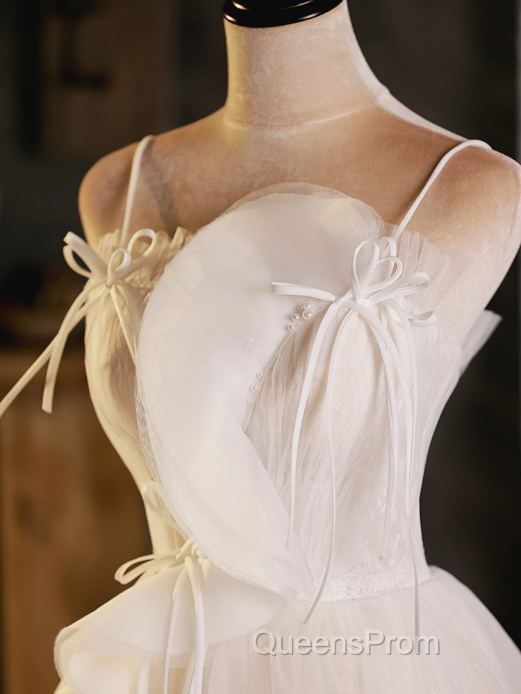 A-Line Beige Tulle Short Evening Prom Dress, Beige Cute Homecoming Dress Secondary image