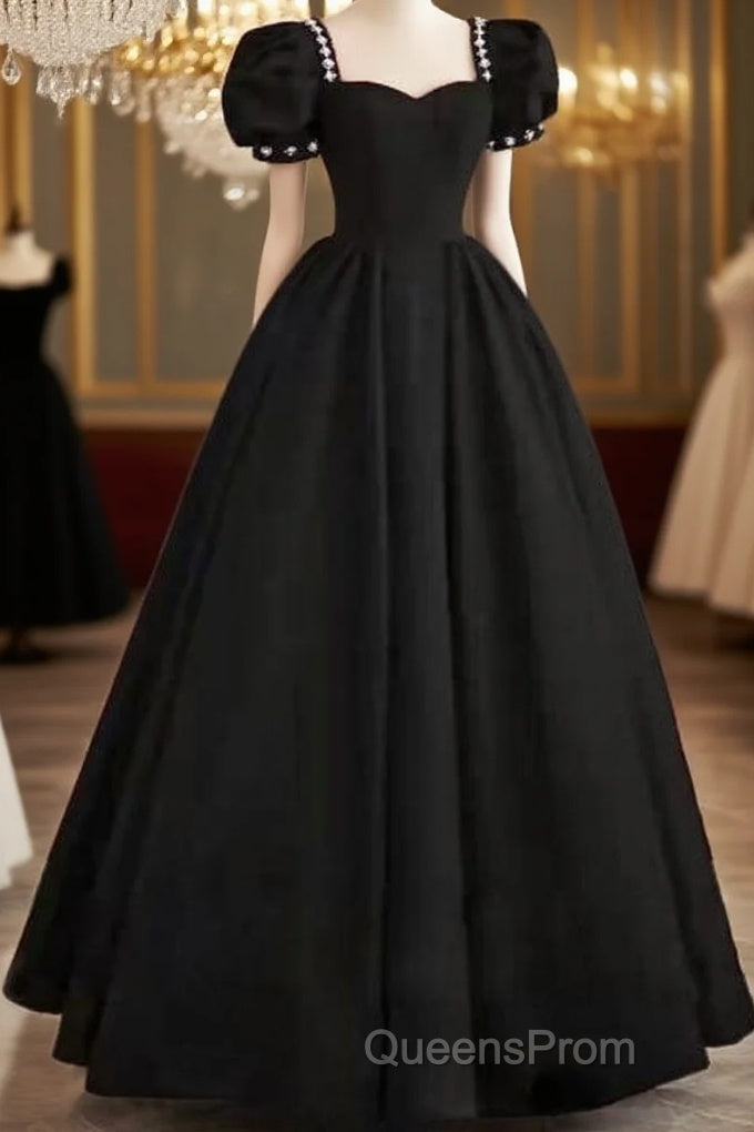 A Line Black Formal Dress Satin Birthday Party Dress Main image