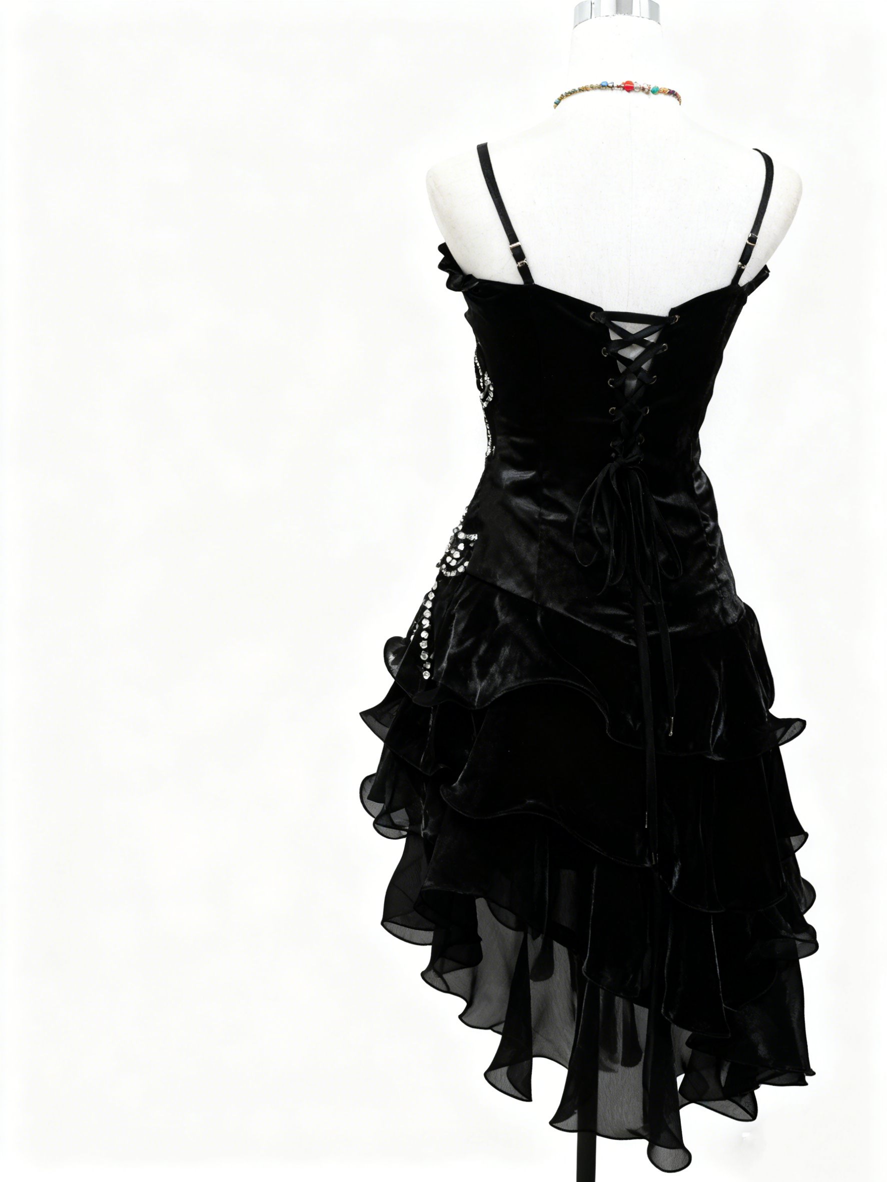 A Line Black Ruffle Short Classy Prom Dress Homecoming Dress