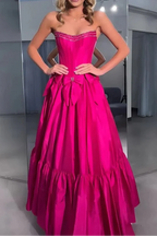 A-Line Black Scoop Neck Satin Long Classy Prom Dress With Bow Knots
