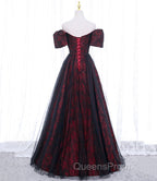 A-line Black Tulle Long Evening Prom Dress Evening Dress