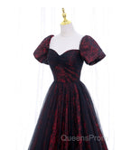 A-line Black Tulle Long Evening Prom Dress Evening Dress