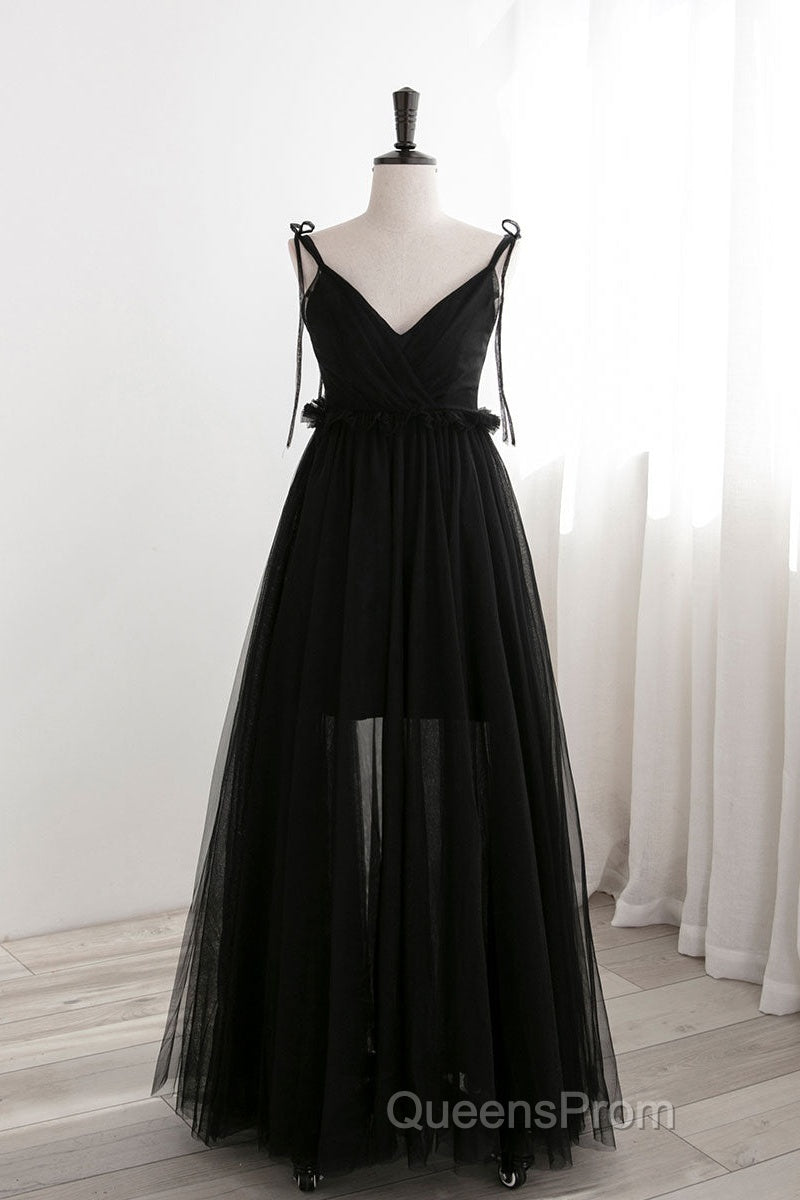 A-Line Black Tulle Long Evening Prom Dress, Black Formal Evening Dress Secondary image