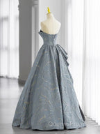 A-Line Blue-Grey Sweetheart Long Formal Party Dress Floor Length Tulle Evening Prom Dress