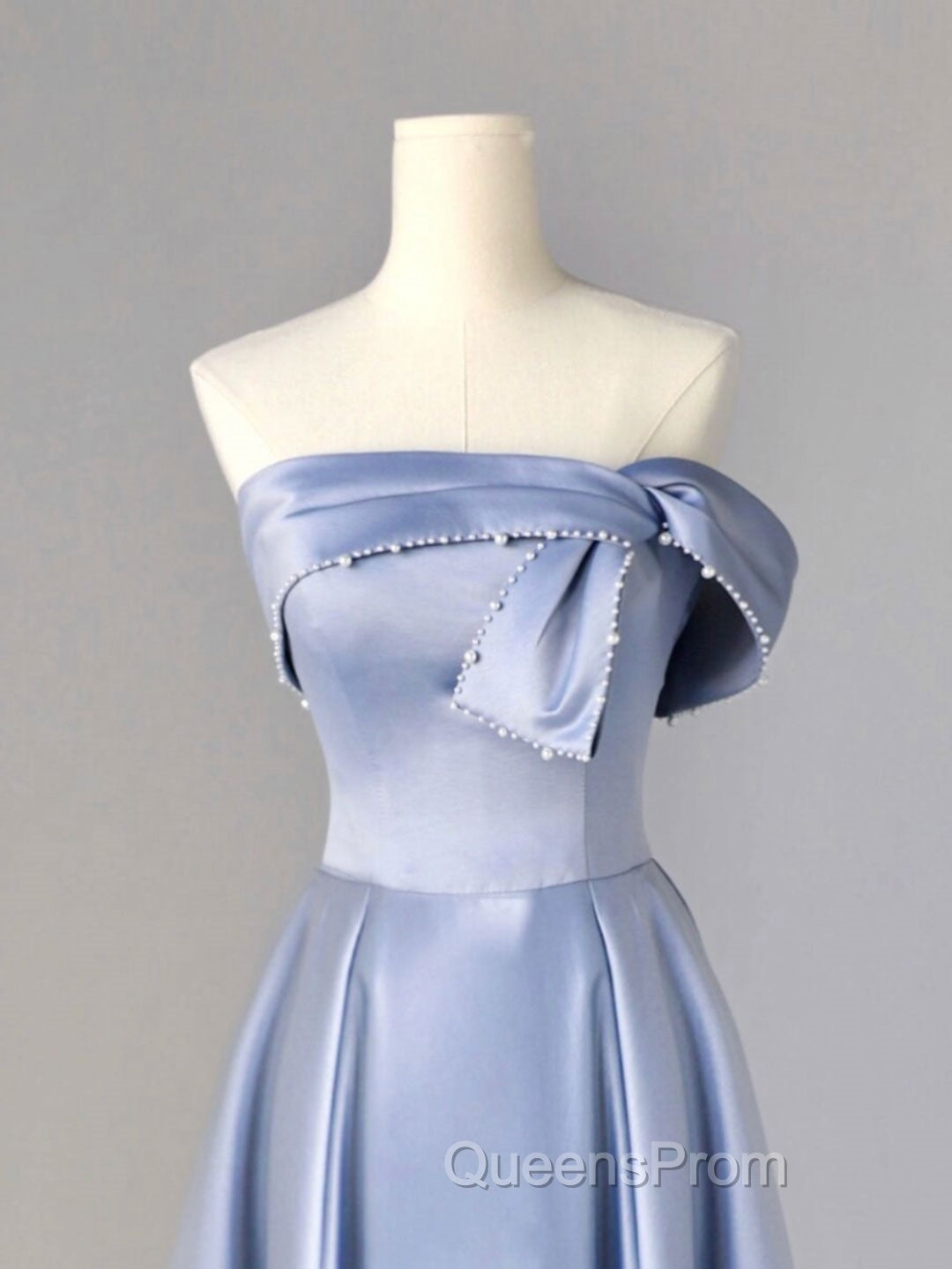 A-Line Blue Satin Long Evening Prom Dress, Blue Evening Dress Secondary image