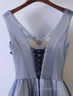 A-Line Bridesmaid Dress V Neck Sleeveless Elegant Floor Length Tulle With Beading / Appliques
