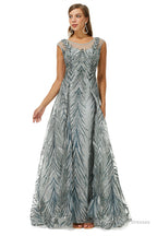 A-line Cap Sleeve Jewel Appliques Lace Floor-length Prom Dresses