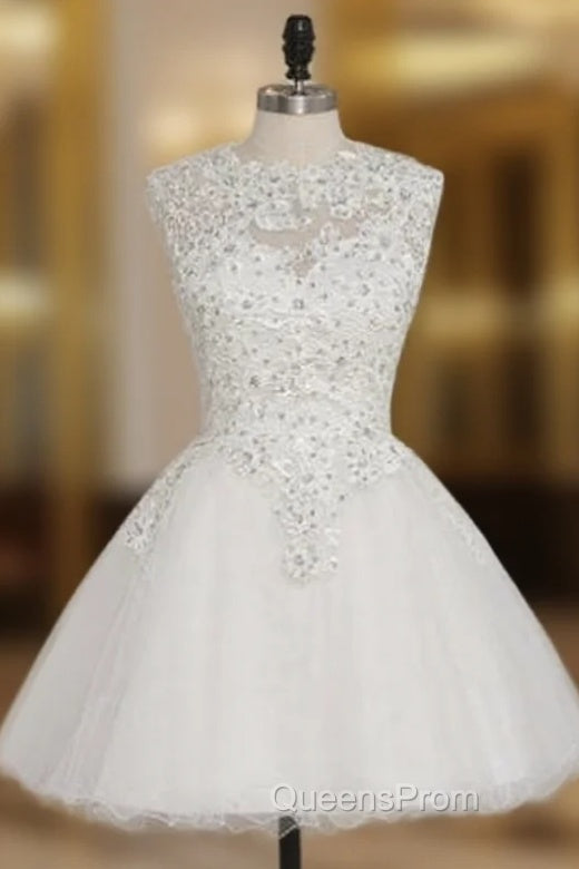 A-line Cap Sleeves Short Mini Organza Crystals Open Back Cocktail Dress Main image
