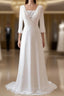 A-Line Chiffon Lace White  Satin Weddig Dress