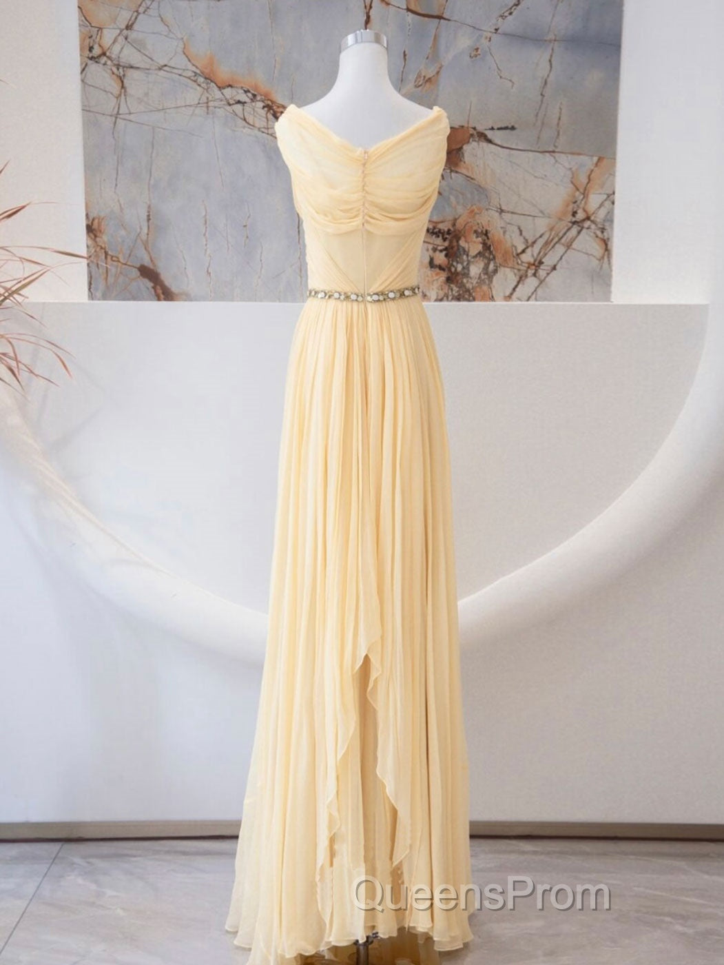 A-Line Chiffon Long Evening Prom Dress, Sweetheart Neck Chiffon Formal Dress